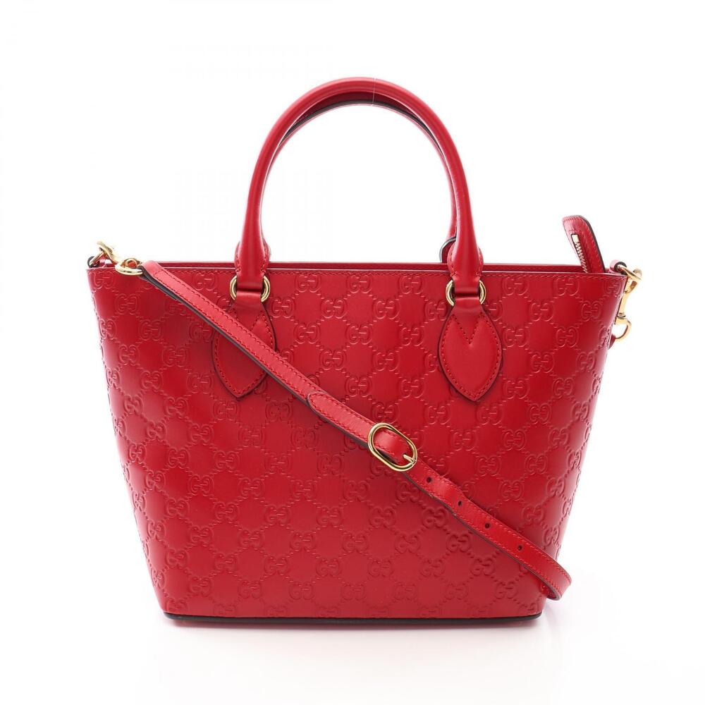 Gucci Guccissima Tote Bag Leather Red